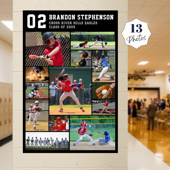 Basebollspelare Namn Nummer 13 Fotocollage Poster (Skapare uppladdad)