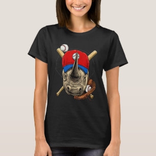 Basebollspelare Noshörning Pitcher Catcher Basebal T Shirt