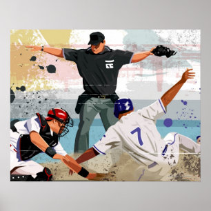 Basebollspelare säker på hemmaplan poster