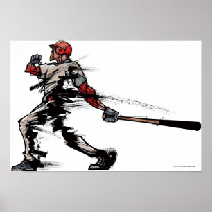 Basebollspelare som håller i fladdermus, sidovy poster