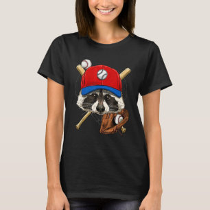 Basebollspelare Tvättbjörn Pitcher Catcher Basebol T Shirt