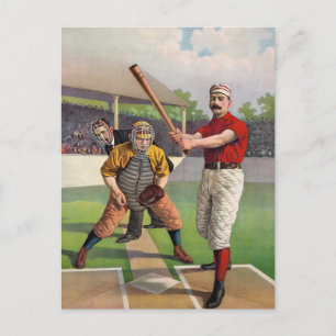 Basebollspelare Vintage Affisch Vykort