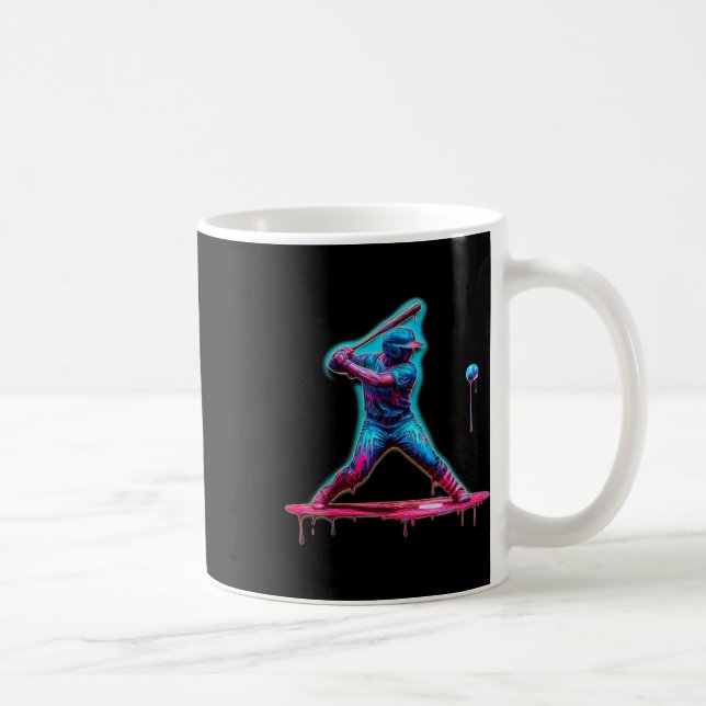 Basebollspelaren i Ice Cream Drick Baseball Fladde Kaffemugg (Höger)