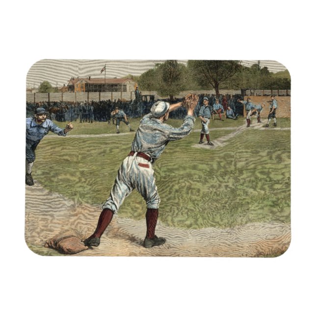 Basebollspelaren kastades ut på andra basen magnet (Horisontell)