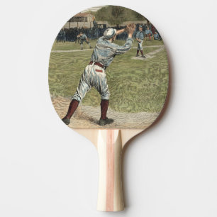 Basebollspelaren kastades ut på andra basen pingisracket