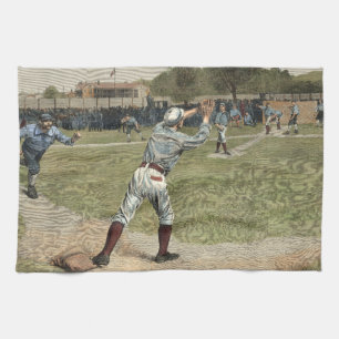 Basebollspelaren spelades ut på andra basen kökshandduk