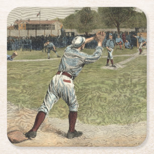 Basebollspelaren spelades ut på andra basen underlägg papper kvadrat