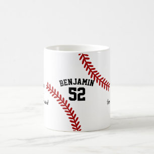 Basebollspelarenamn och numrerar kaffemugg