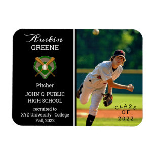 Basebollspelarfoto Examenstillkännagivande Magnet