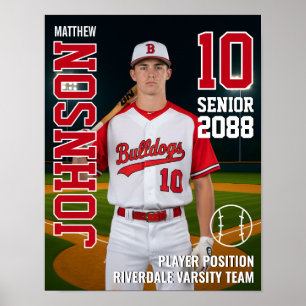 Basebollspelarkort Anpassad Foto Sport Senior Poster