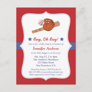 Basebollstjärna baby boy shower-fest inbjudningar