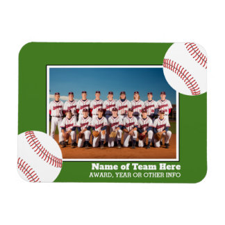 Basebollteamfoto med pris- eller årstext magnet