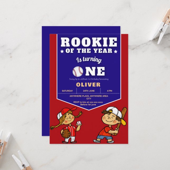 basebolltempojke 1 år inbjudningar (Fram/Back In Situ)