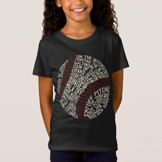 Basebollterminologi Ord Art Tee Shirt (Framsida)