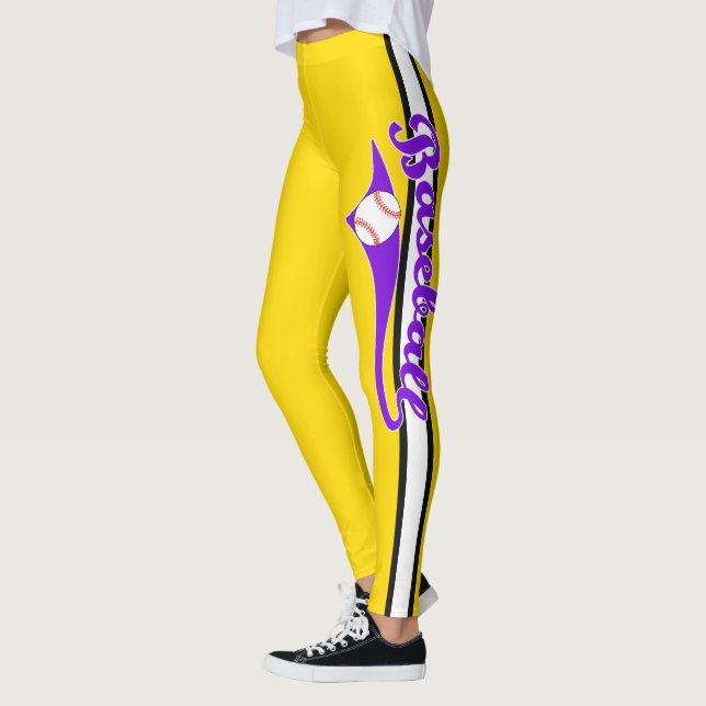 Basebolltext med Rand och Boll tryckfärg Leggings (Vänster)