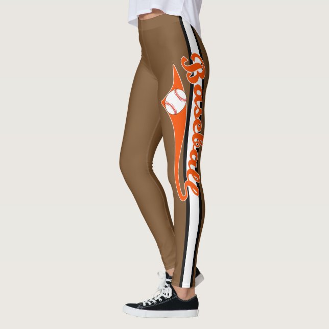 Basebolltext med Rand och Boll tryckfärg Leggings (Vänster)