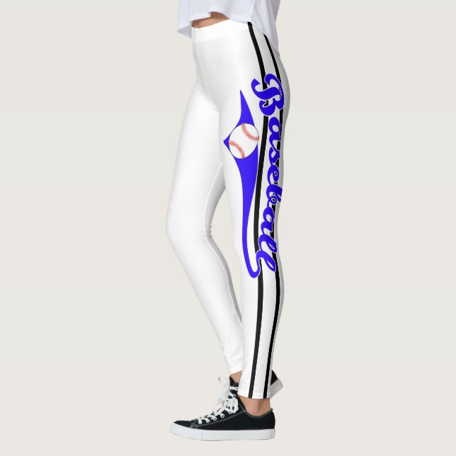 Basebolltext med Rand och Boll tryckfärg Leggings (Vänster)