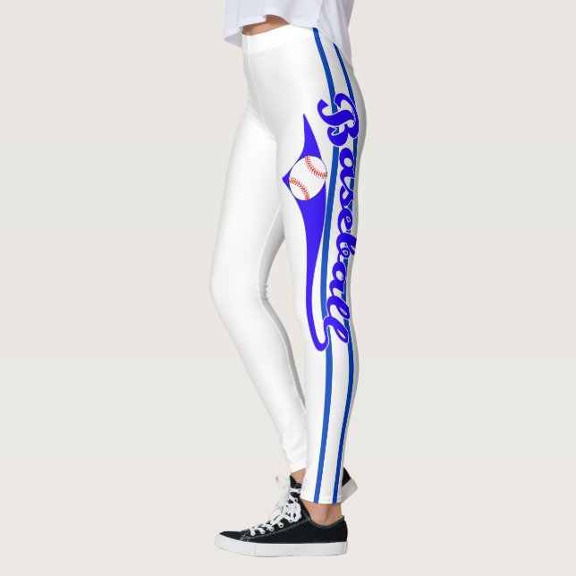 Basebolltext med Rand och Boll tryckfärg Leggings (Vänster)