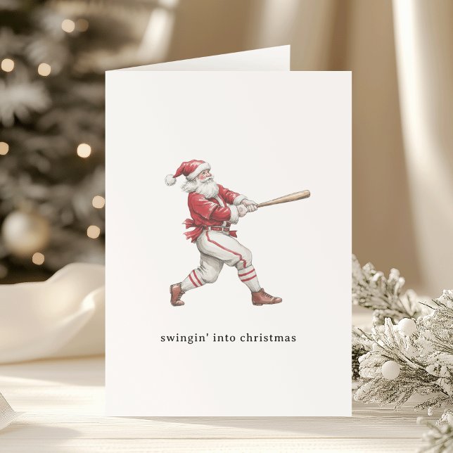 Basebolltomte Swingar In Julen Helgkort (Skapare uppladdad)