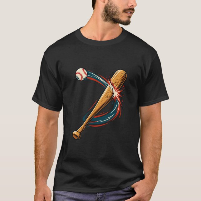 Basebollträ och boll Dynamisk sväng-grafik T Shirt (Framsida)