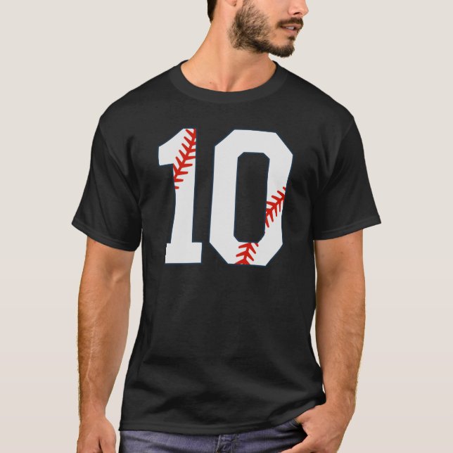 Basebolltröja Nummer 10 T Shirt (Framsida)