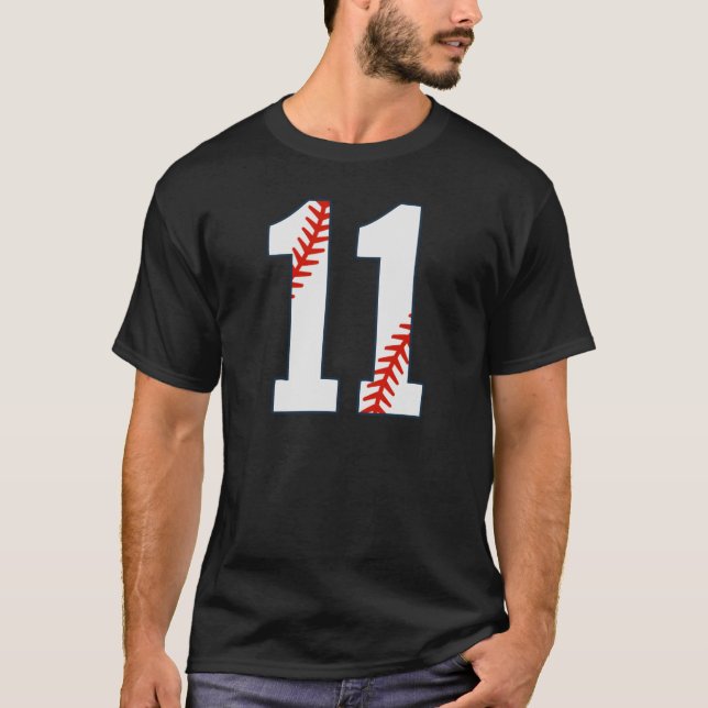 Basebolltröja Nummer 11 T Shirt (Framsida)