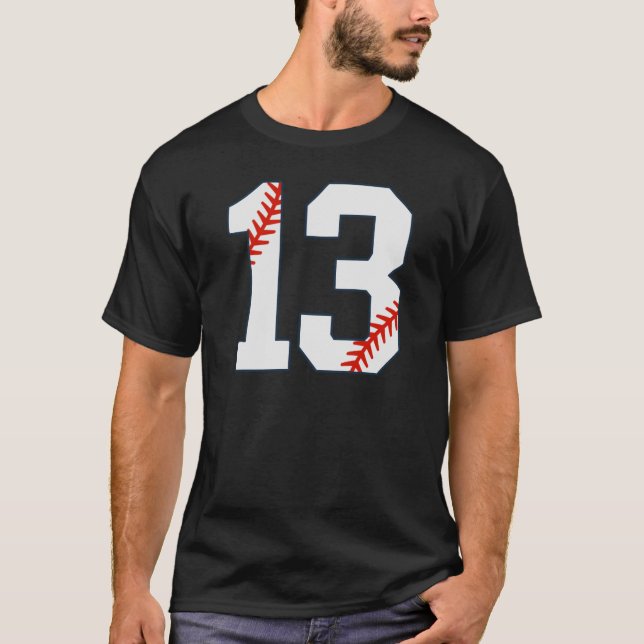 Basebolltröja Nummer 13 T Shirt (Framsida)