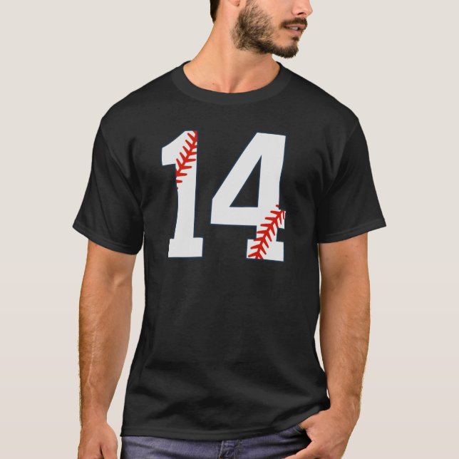 Basebolltröja Nummer 14 T Shirt (Framsida)