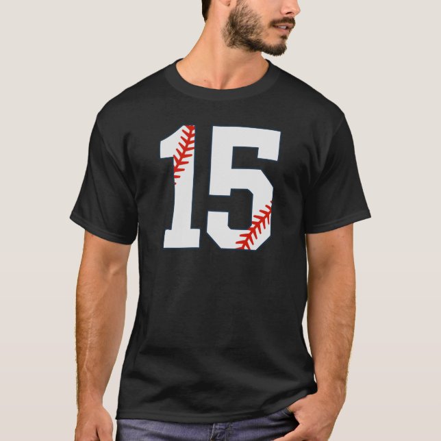 Basebolltröja Nummer 15 T Shirt (Framsida)