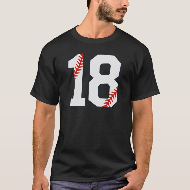 Basebolltröja Nummer 18 T Shirt (Framsida)