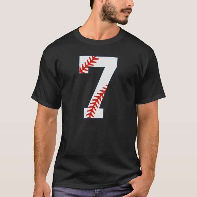Basebolltröja Nummer 7 T Shirt (Framsida)