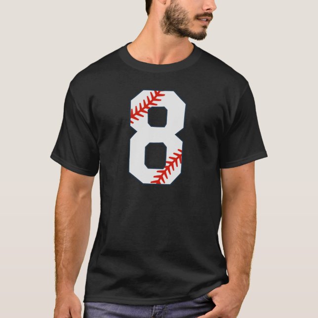Basebolltröja Nummer 8 T Shirt (Framsida)