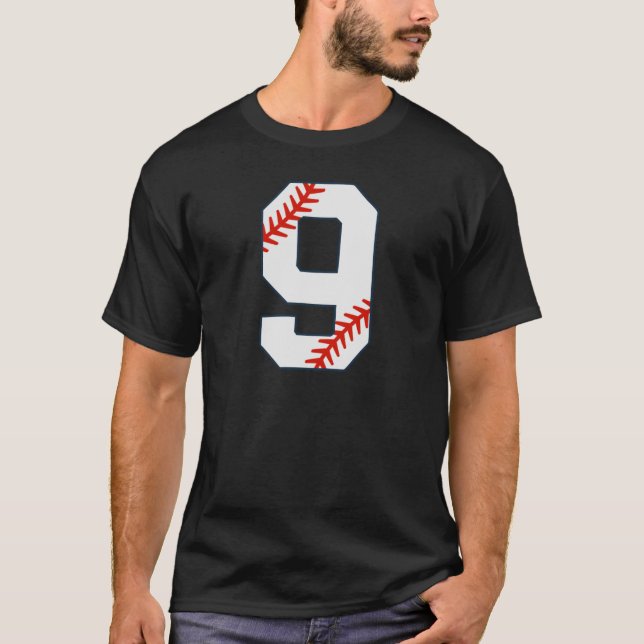 Basebolltröja Nummer 9 T Shirt (Framsida)