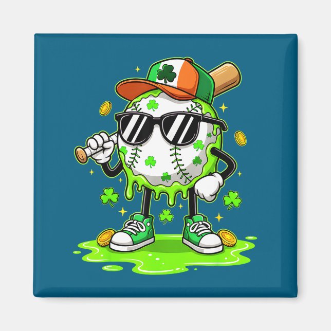 Basebolltroppar glass St. Patrick's Day för ungdom Magnet (Framsidan)