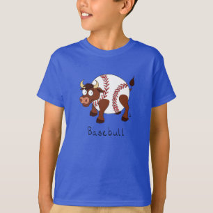 Basebull Funny Baseball Bull Barn Pojks T-Shirt