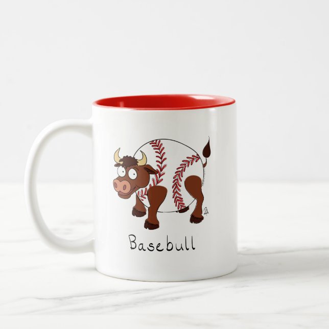 Basebull Funny Baseball Bull Kaffe Mugg (Vänster)
