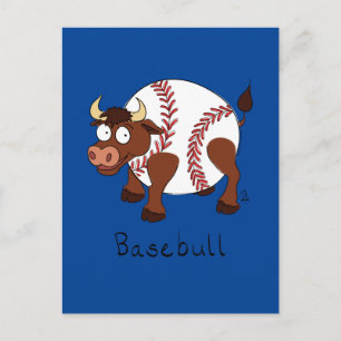 Basebull Funny Bull Baseball vykort