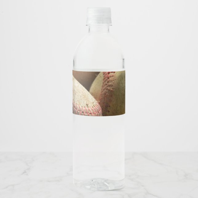 Basebullar och handskas vattenflaskor etikett (Framsida)