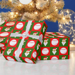 Basebullar och julspelaren i Santa Baseball Player Presentpapper