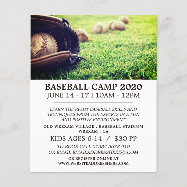 Basebullar på Fält, Baseball Camp Advert Flyer (Framsidan)
