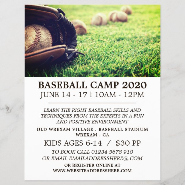 Basebullar på Fält, Baseball Camp Advert Flyer (Framsidan)