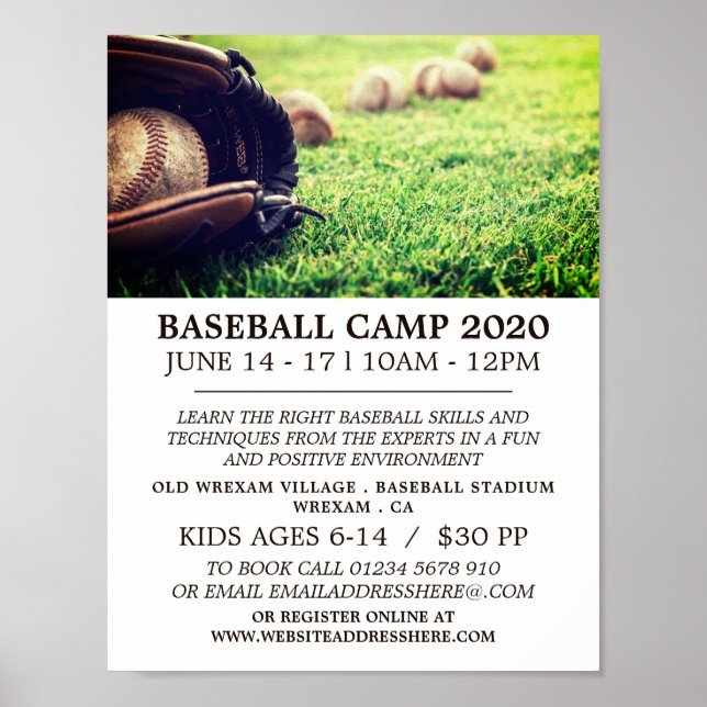 Basebullar på Fält, Baseball Camp Advert Poster (Framsidan)