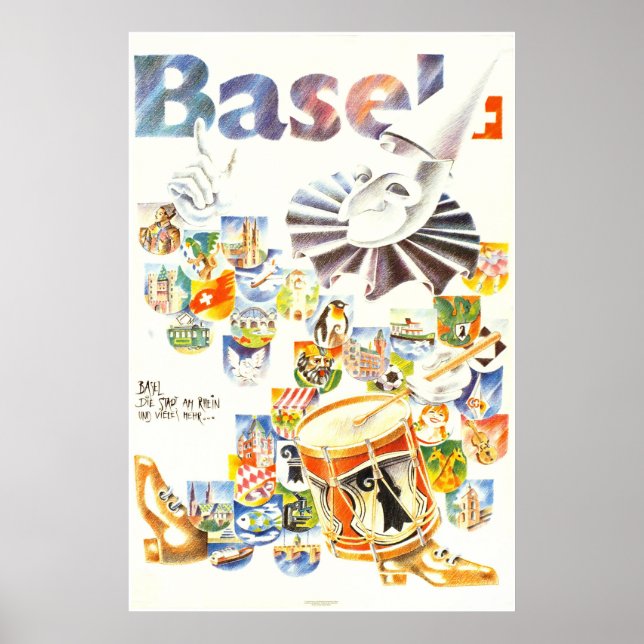 Basel, Die stadt am Rhein, Suisse, Travel Poster (Framsidan)