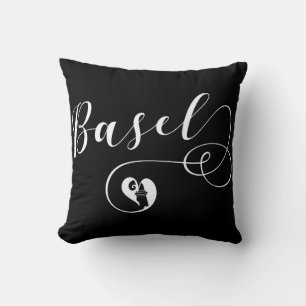 Basel Flagga Heart, Schweiz, Basel Kudde