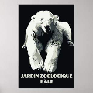 Basel för vintageZooannons polar björn Poster