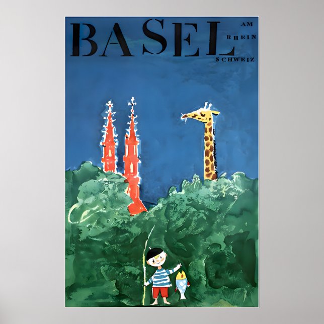 Basel konst Schweiz reseresaffiche Schweiz tryck (Framsidan)