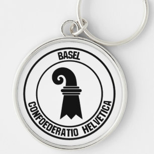 Basel Round Emblem Rund Silverfärgad Nyckelring