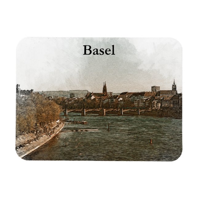 Basel, Schweiz Europe City Panorama View Magnet (Horisontell)