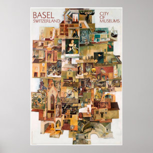 Basel. Schweiz, museernas stad,Reseposter Poster