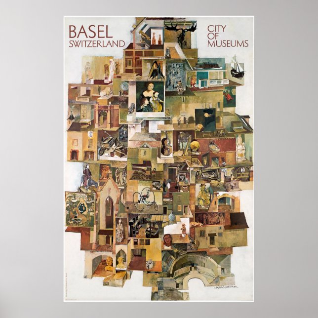 Basel. Schweiz, museernas stad,Reseposter Poster (Framsidan)
